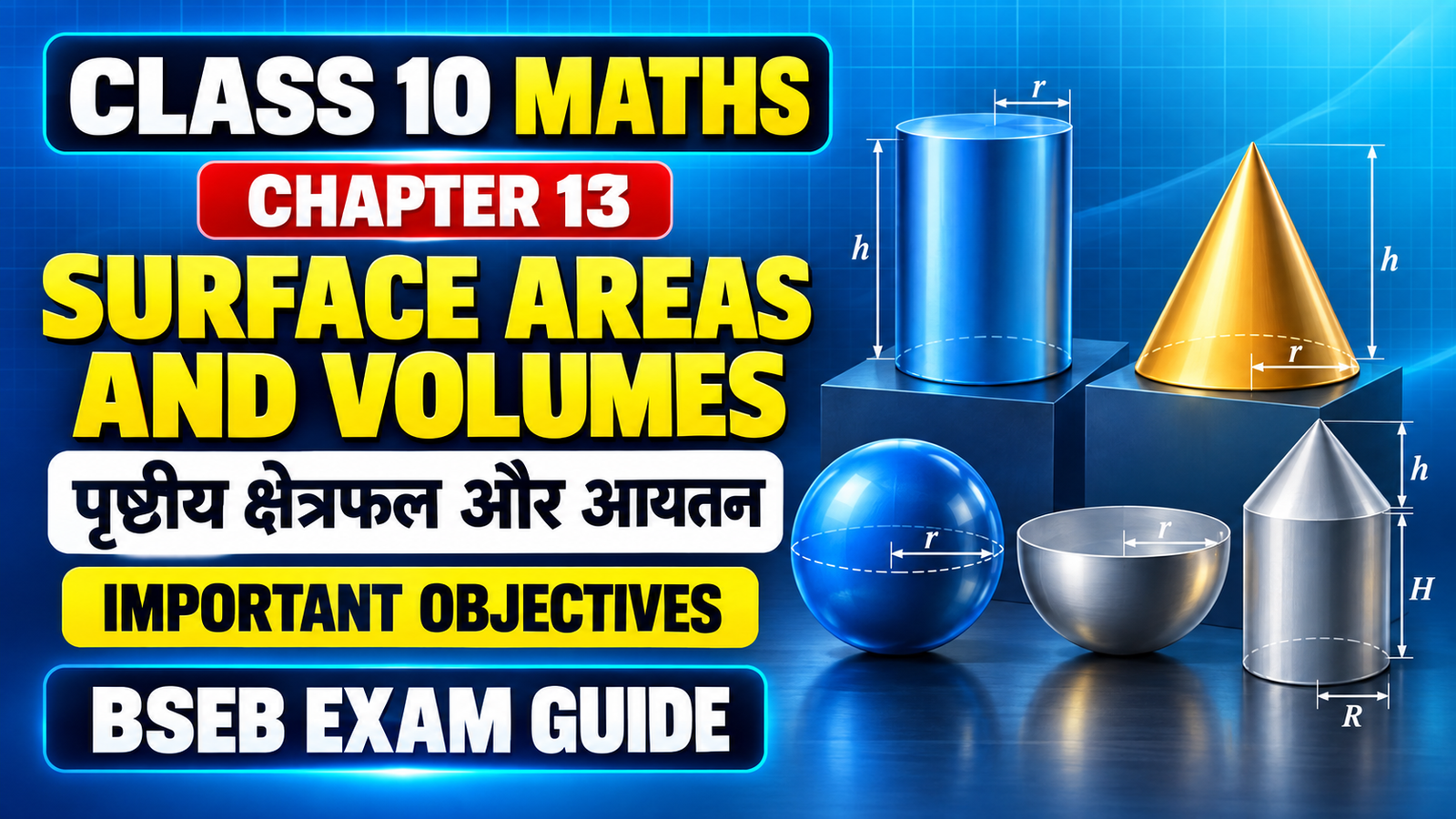 Class 10 Maths Chapter 13 Surface Areas and Volumes MCQ – पृष्ठीय क्षेत्रफल और आयतन