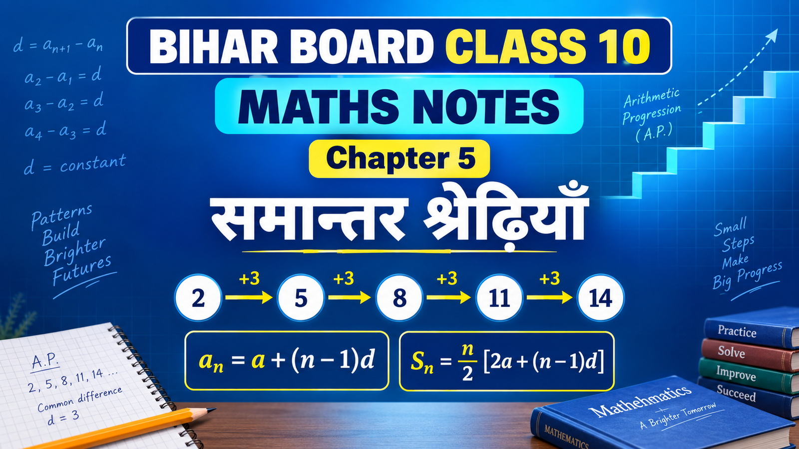 Bihar Board Class 10 Maths Chapter 5 Notes – समान्तर श्रेढ़ियाँ