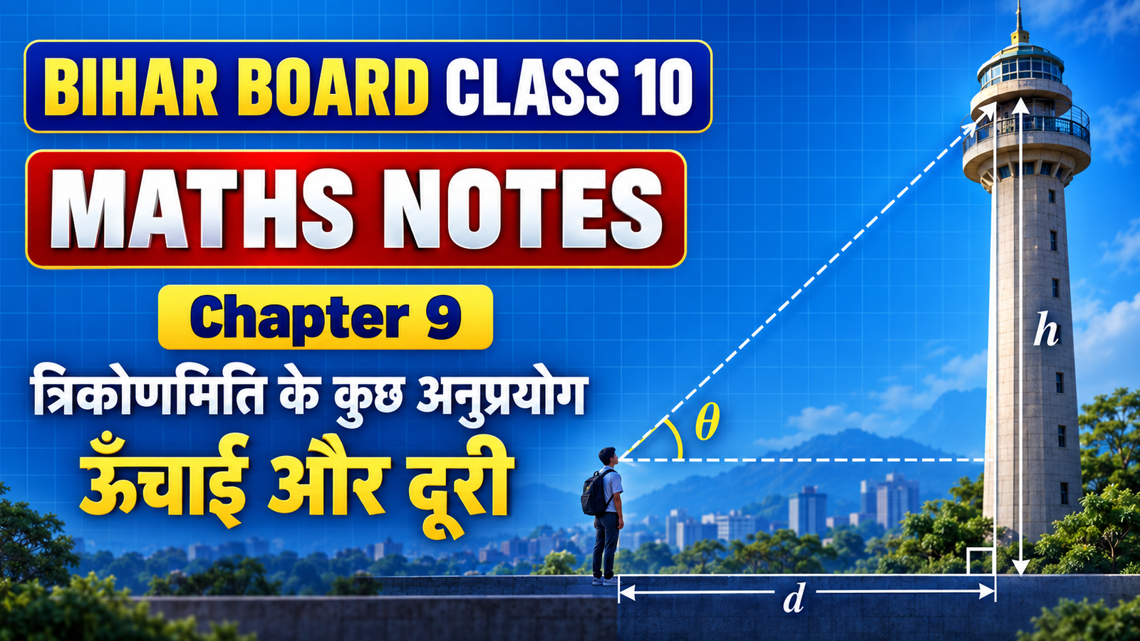 Bihar Board Class 10 Maths Chapter 9 Notes – ऊँचाई और दूरी Bihar Board Class 10 Maths Chapter 9 Notes – ऊँचाई और दूरी