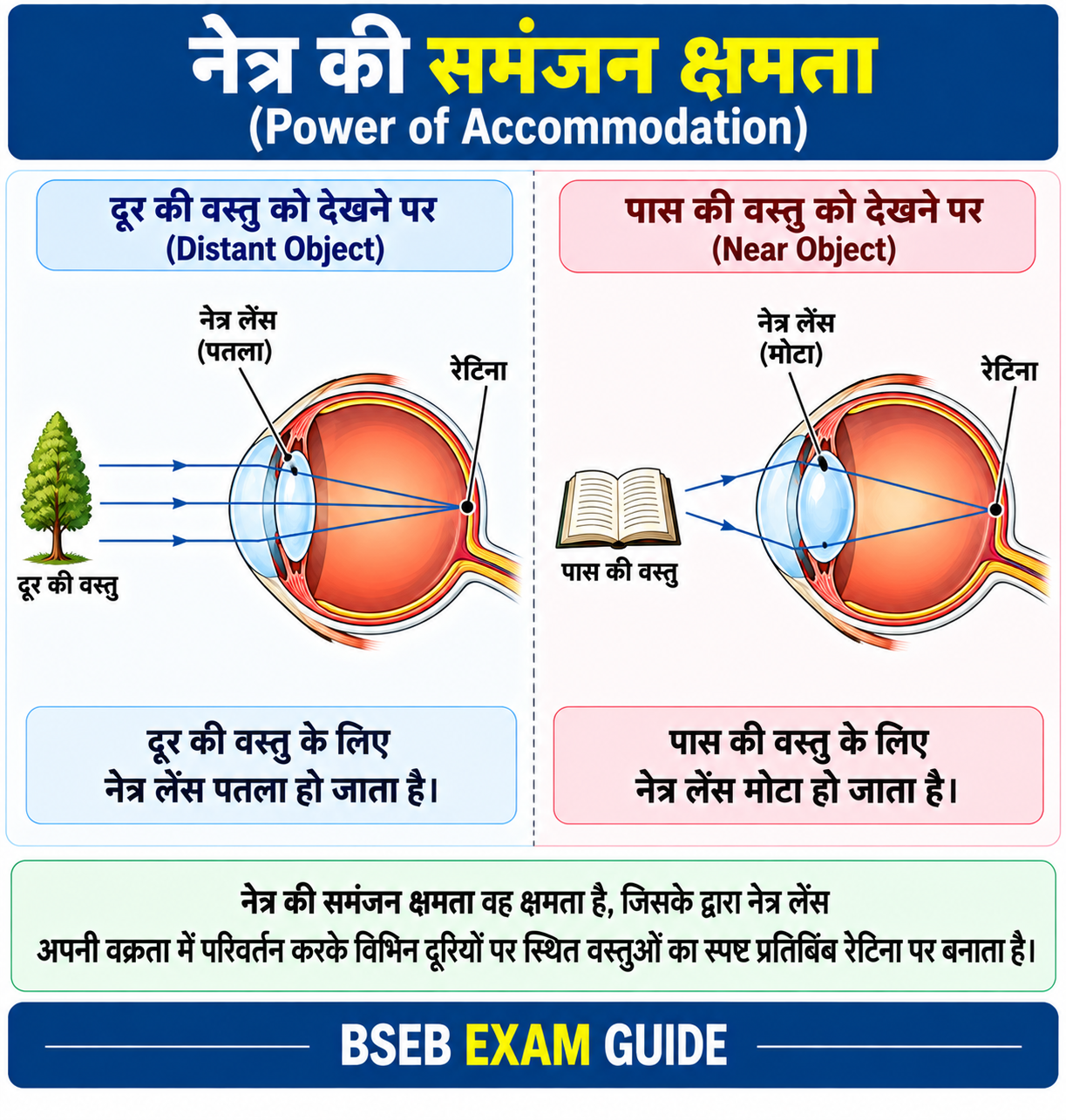 नेत्र की समंजन क्षमता Power of Accommodation
