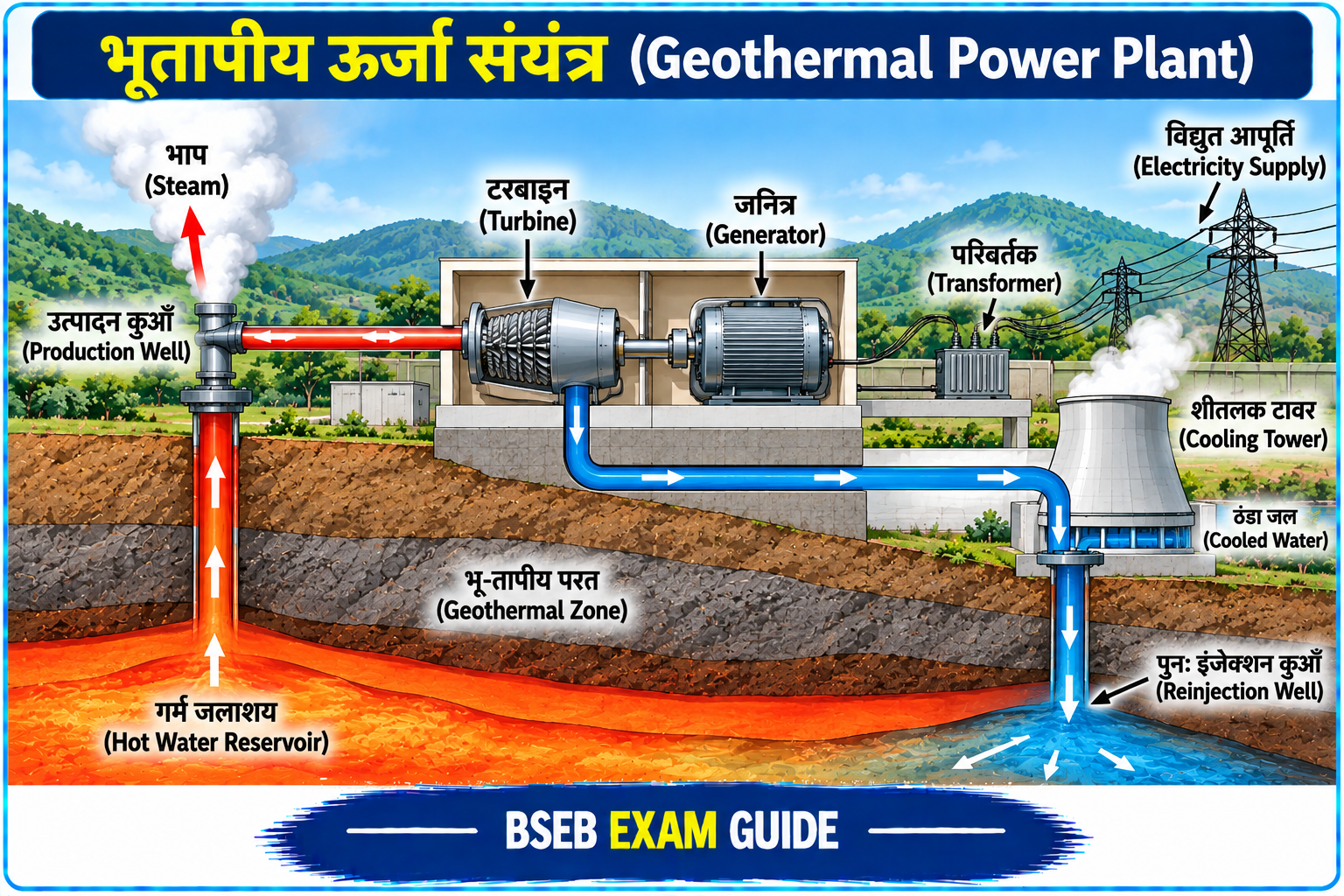 भूतापीय ऊर्जा संयंत्र Geothermal Power Plant