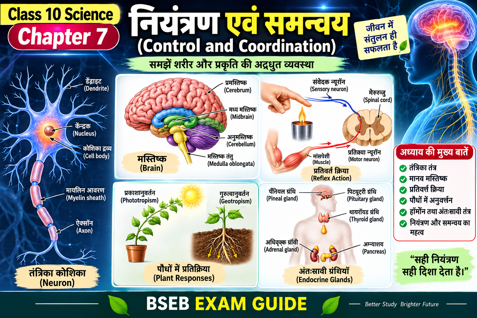 Class 10 Science Chapter 7 नियंत्रण एवं समन्वय Notes