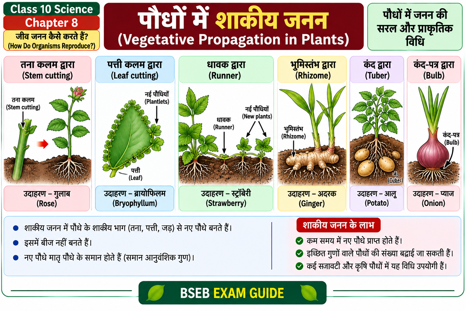 पौधों में शाकीय जनन Vegetative Propagation Class 10