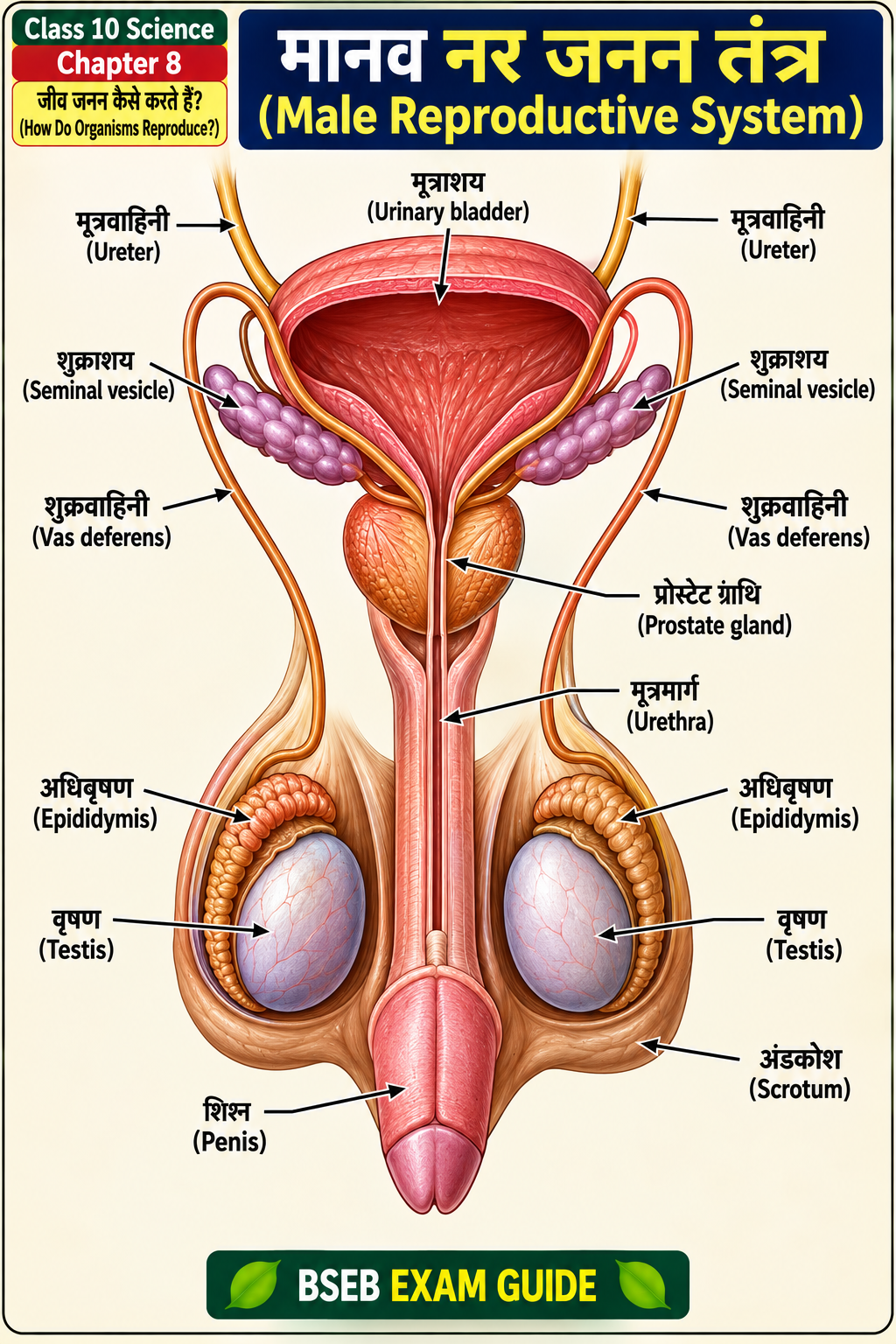 मानव नर जनन तंत्र Male Reproductive System Class 10