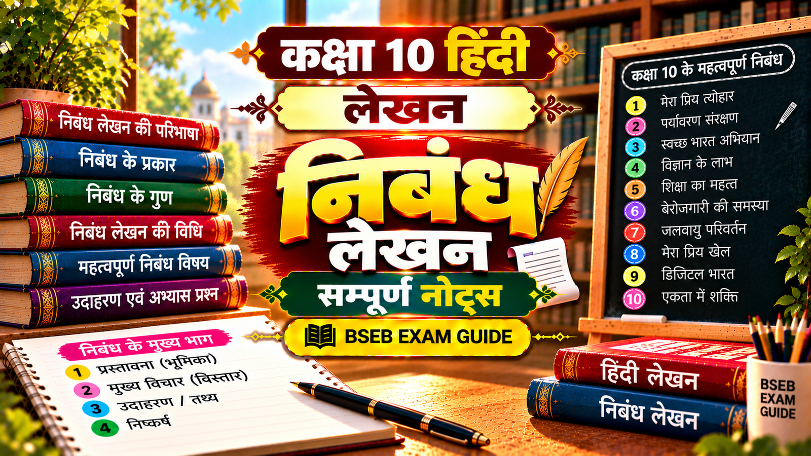निबंध लेखन Class 10 Hindi | नियम, प्रारूप और महत्वपूर्ण निबंध