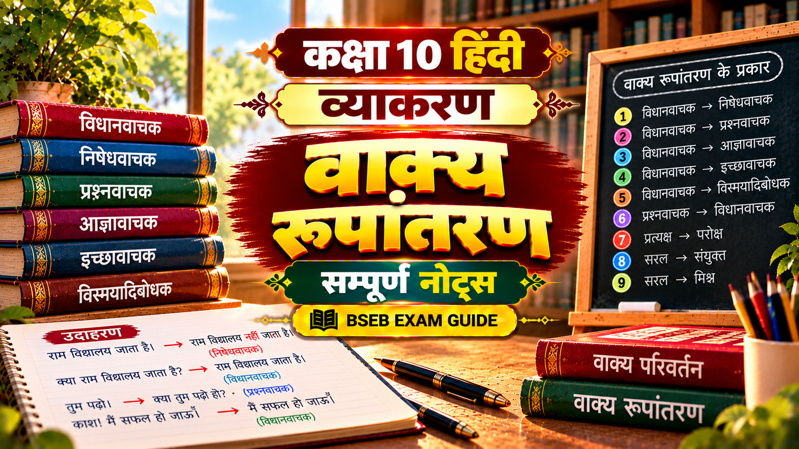 वाक्य रूपांतरण Class 10 Hindi Grammar Notes